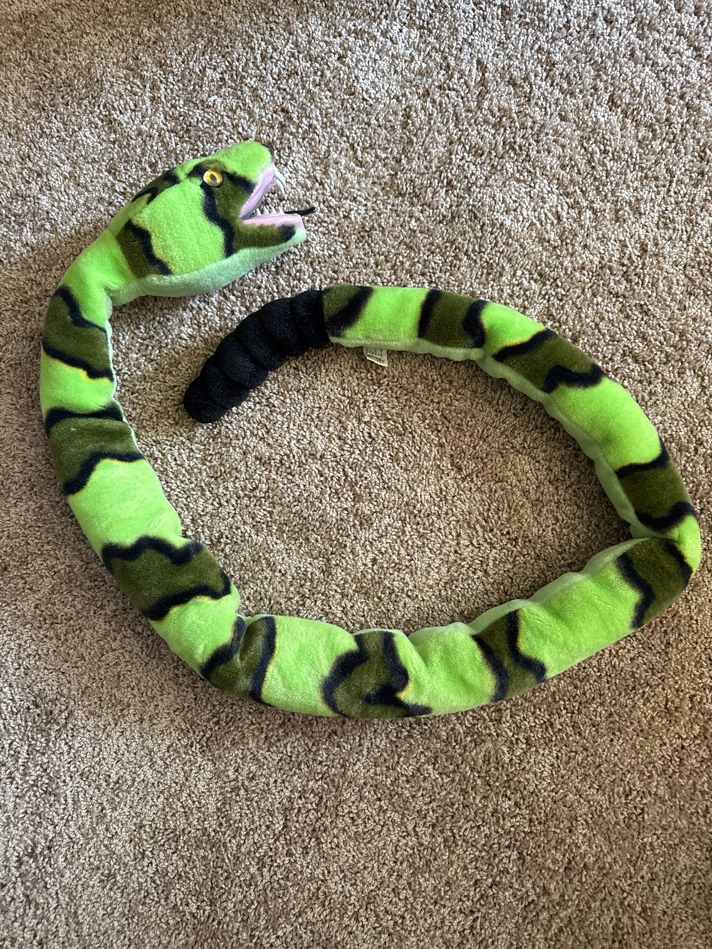Vintage Green Plush Snake Pet Toy
